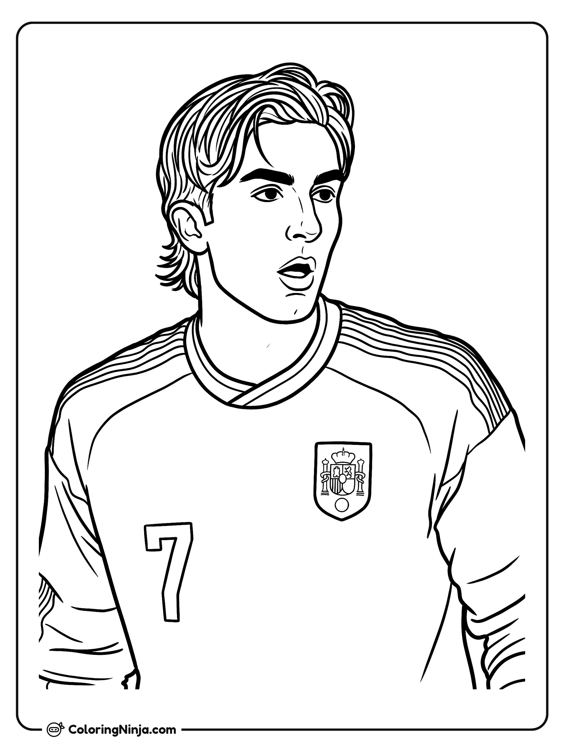 Ferran Torres Spain Portrait Coloring Page