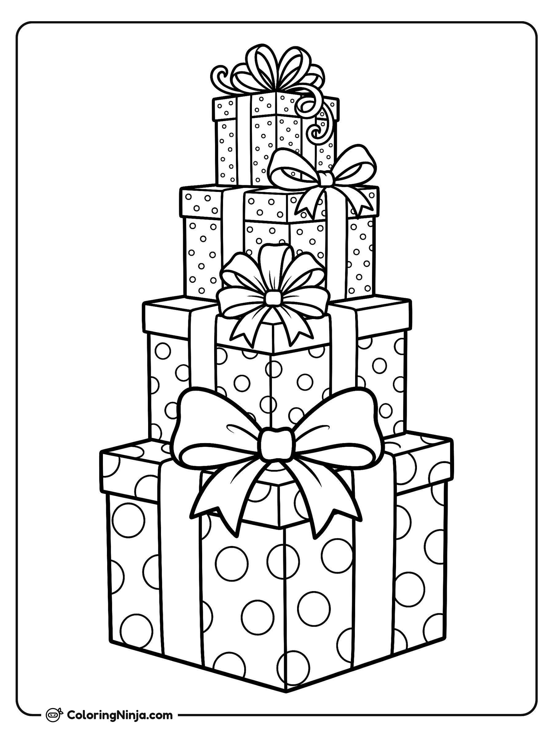 Stack of Wrapped Presents Coloring Page