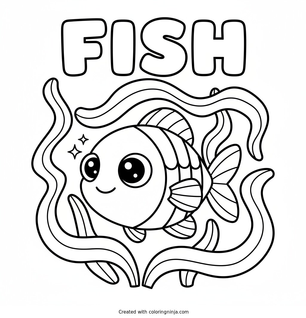 A Fish with Sparkly Eyes Coloring Page