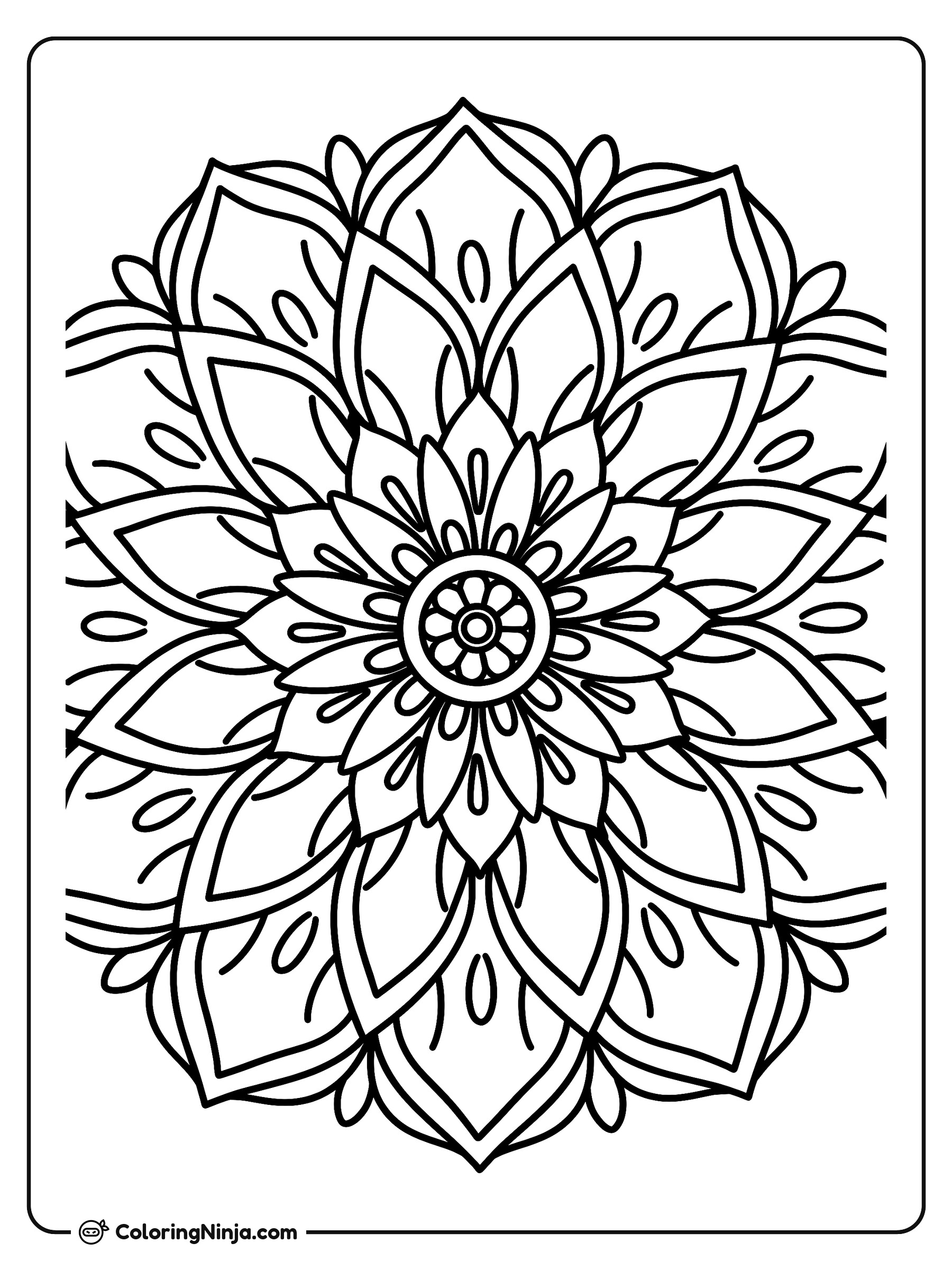 Mándala floral simétrico: dibujo para colorear