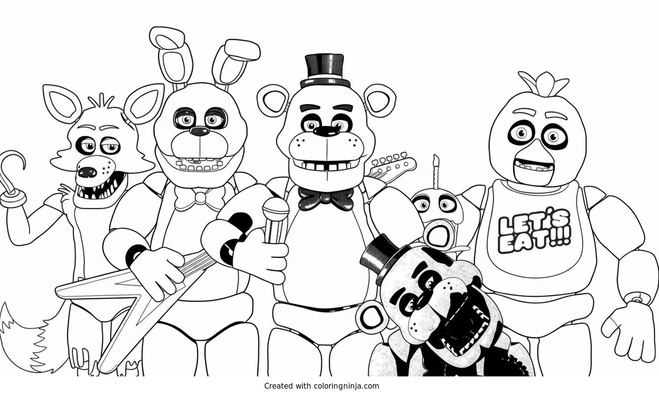Coloring page of Fnaf