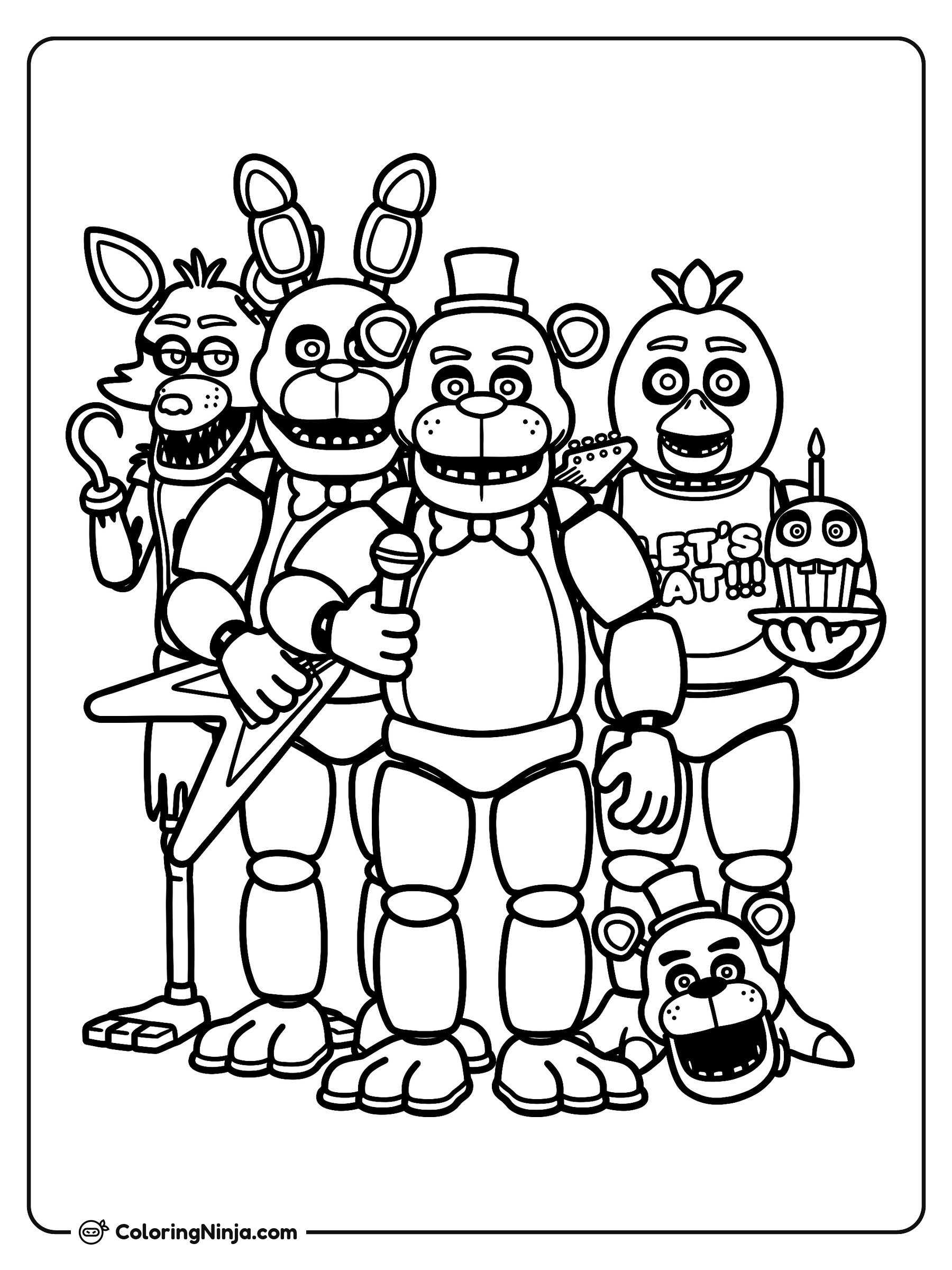 Fnaf Band Group Photo Coloring Page