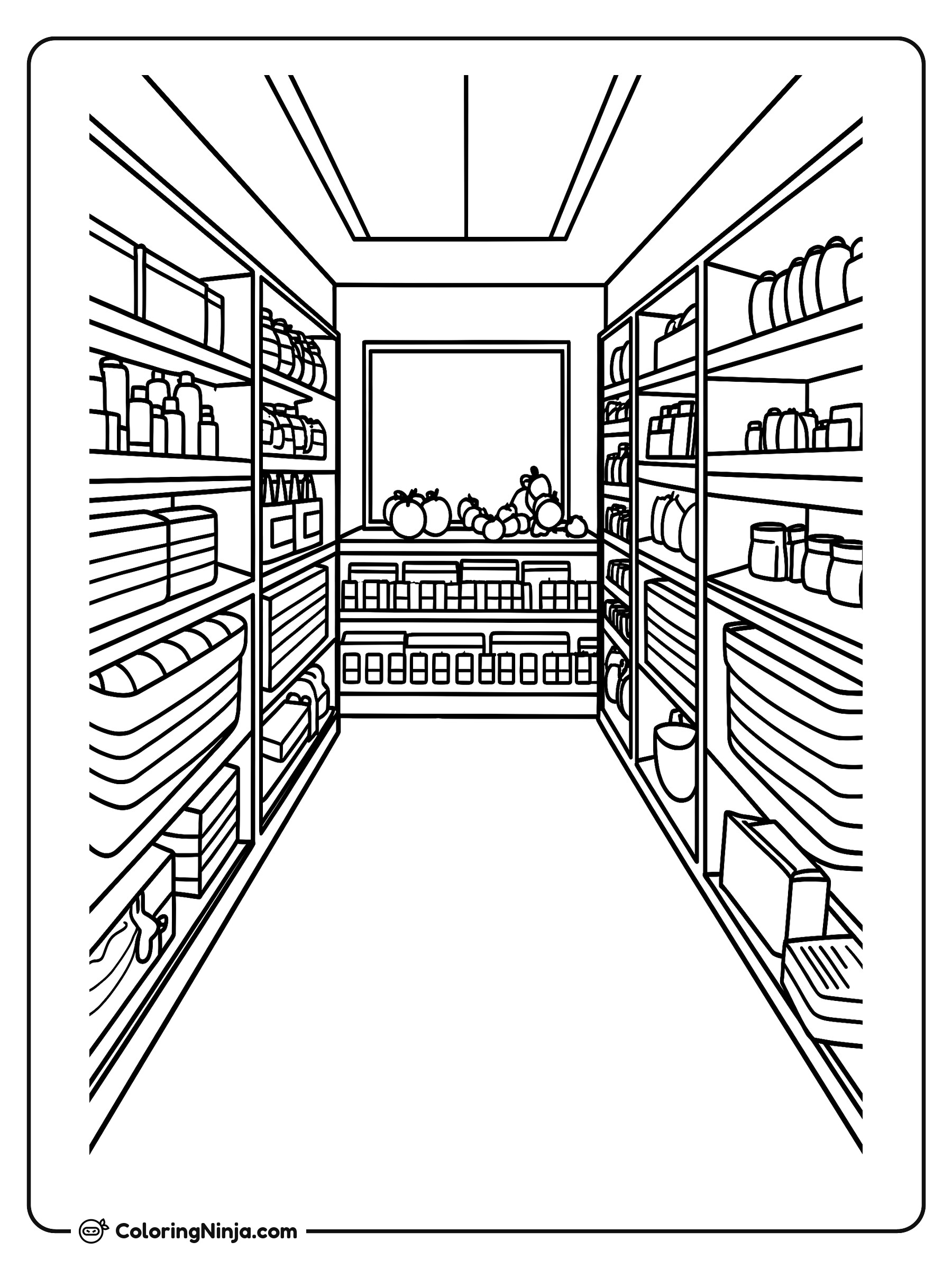 Una despensa de alimentos: dibujo para colorear