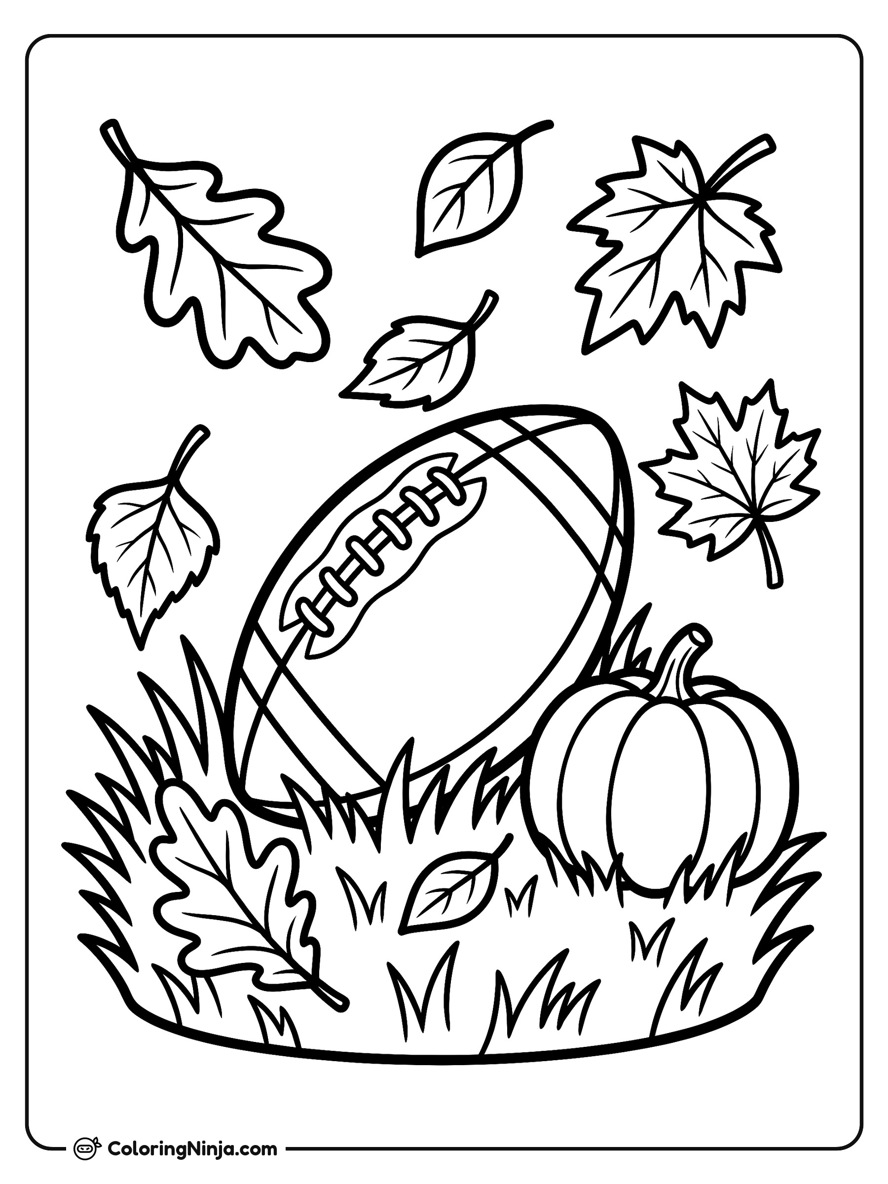 Fall Backyard Football Scene Coloring Page