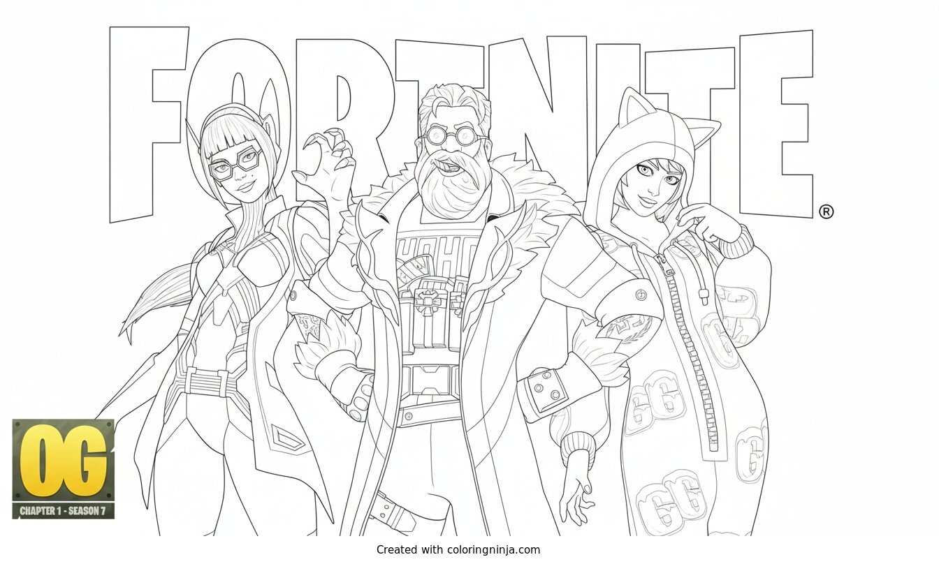 Coloring page of fortnite