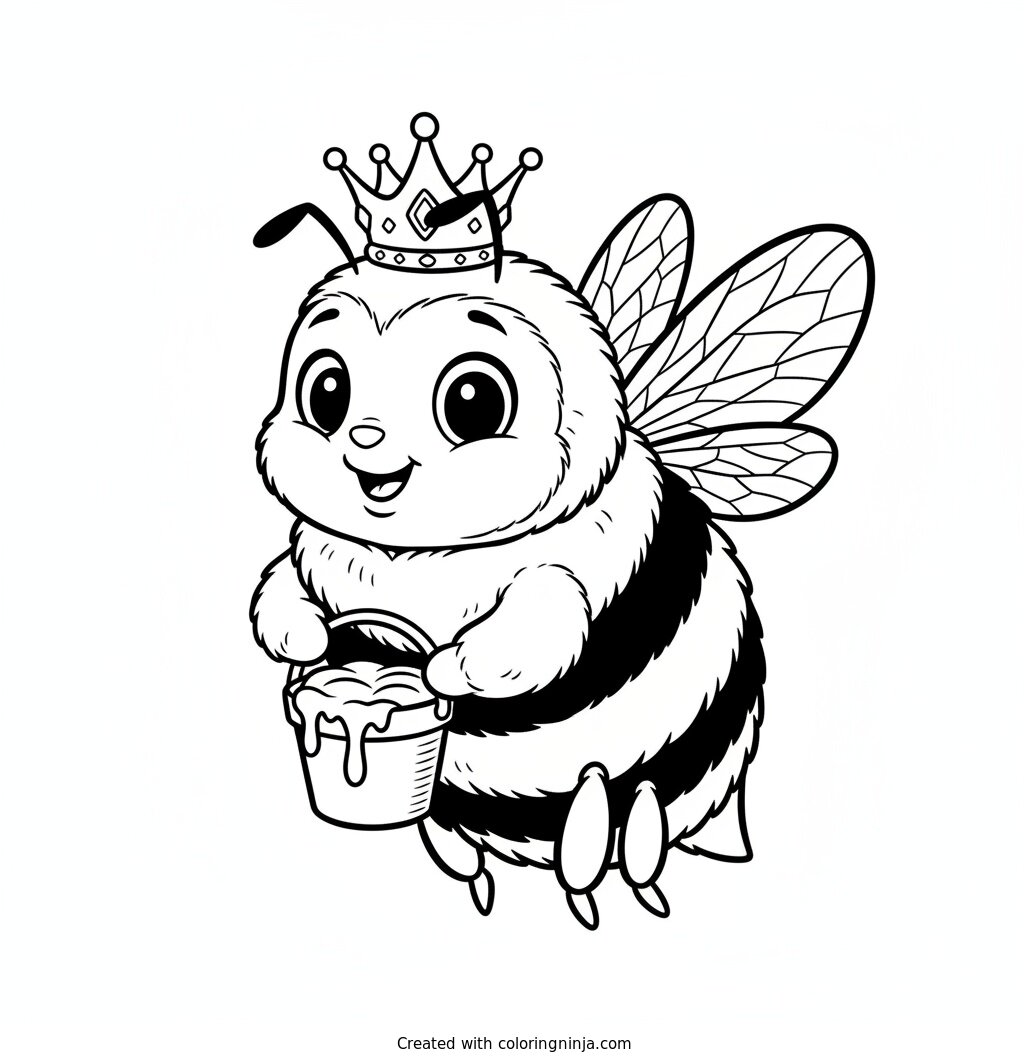 The Happy Honey Bee Coloring Page