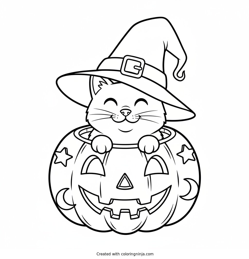 The Pumpkin Patch Kitty Coloring Page