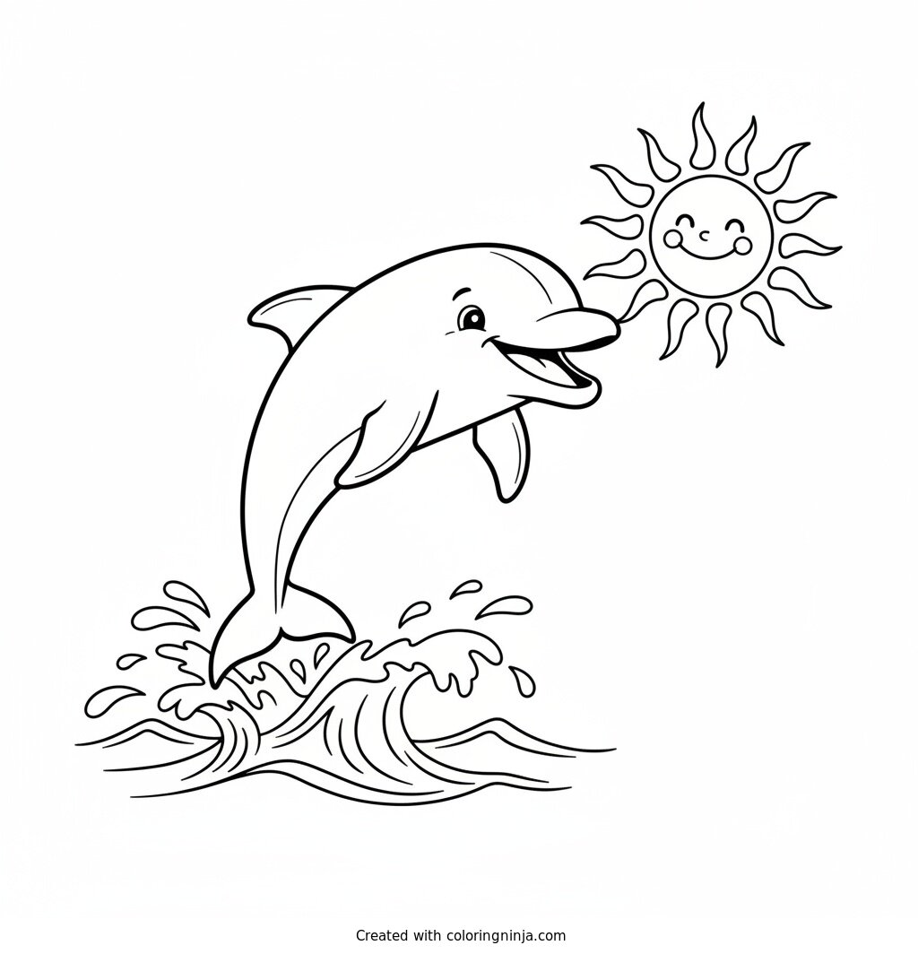 A Leaping Ocean Dolphin Coloring Page
