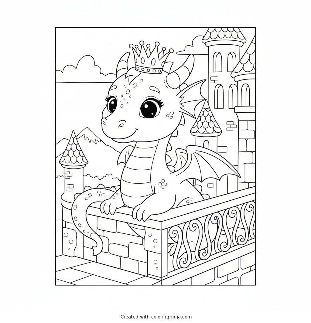 The Royal Dragon Companion Coloring Page