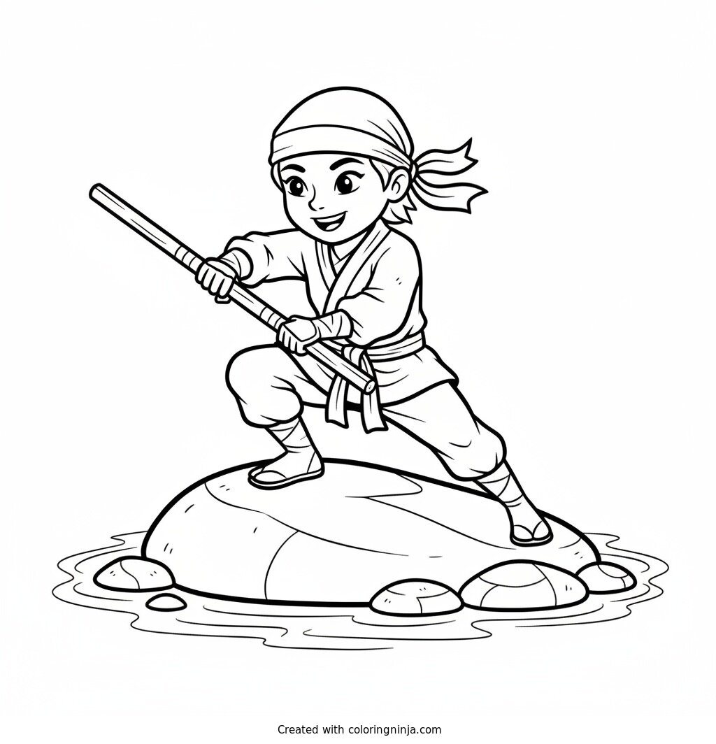 River Stone Staff Practice Coloring Page