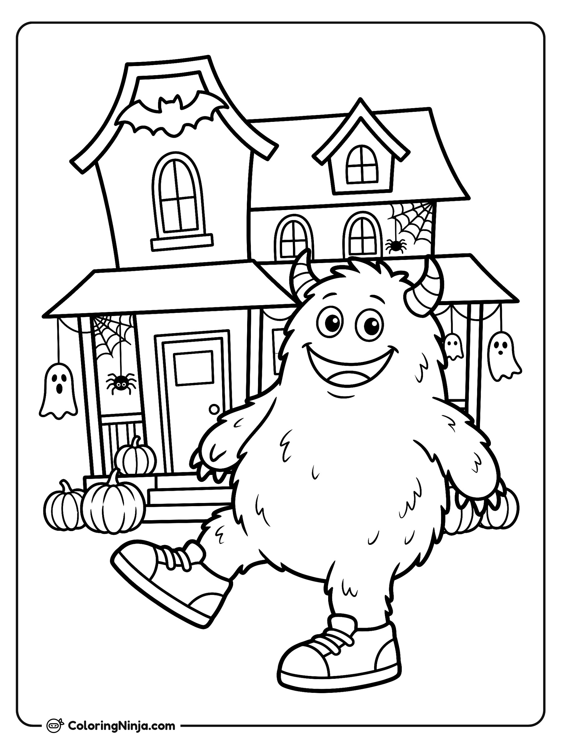 Dancing Monster Party Coloring Page