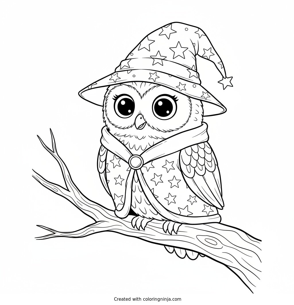 Wise Little Halloween Owl Coloring Page