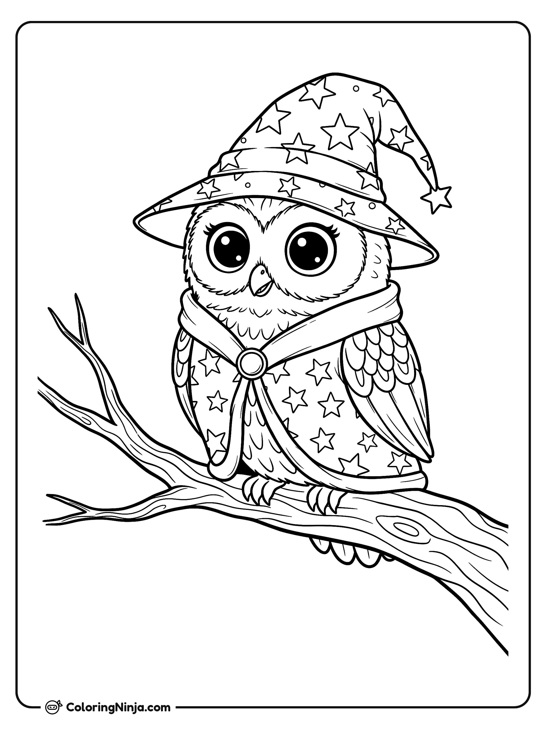 Búho Sabio de Halloween: dibujo para colorear