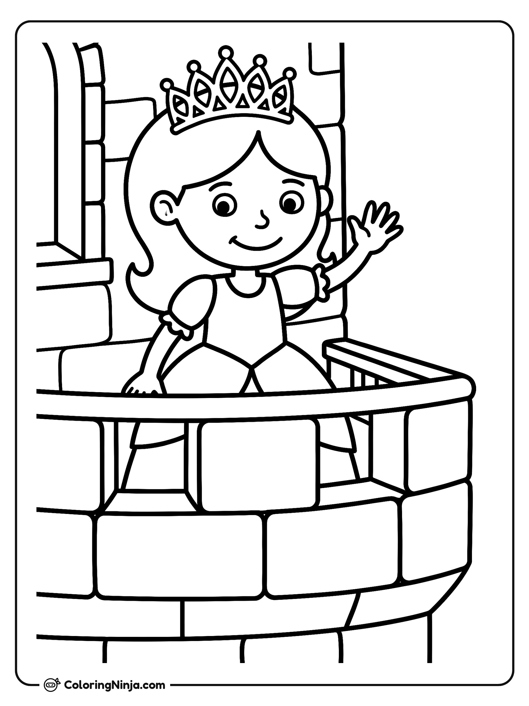 A Princess on the Balcony Coloring Page