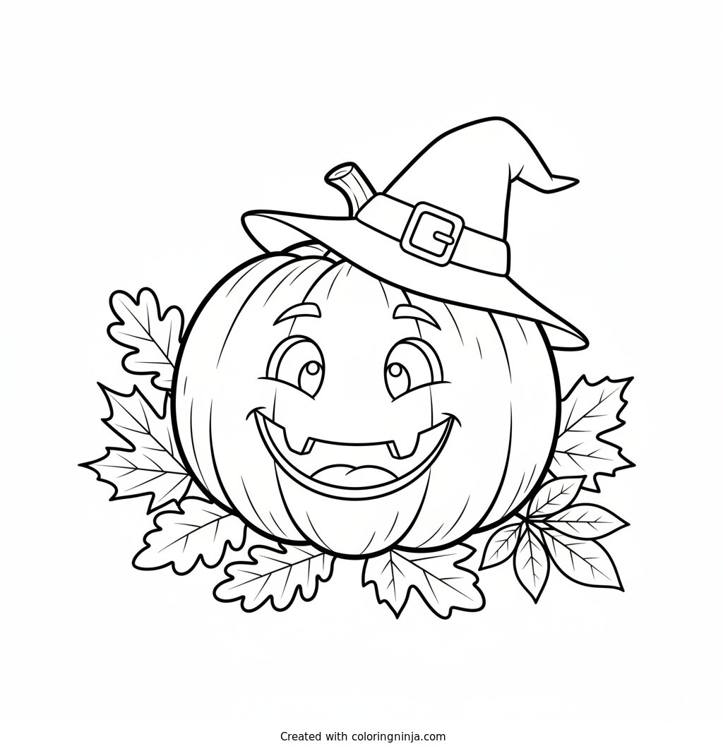 The Smiling Jack O Lantern Coloring Page