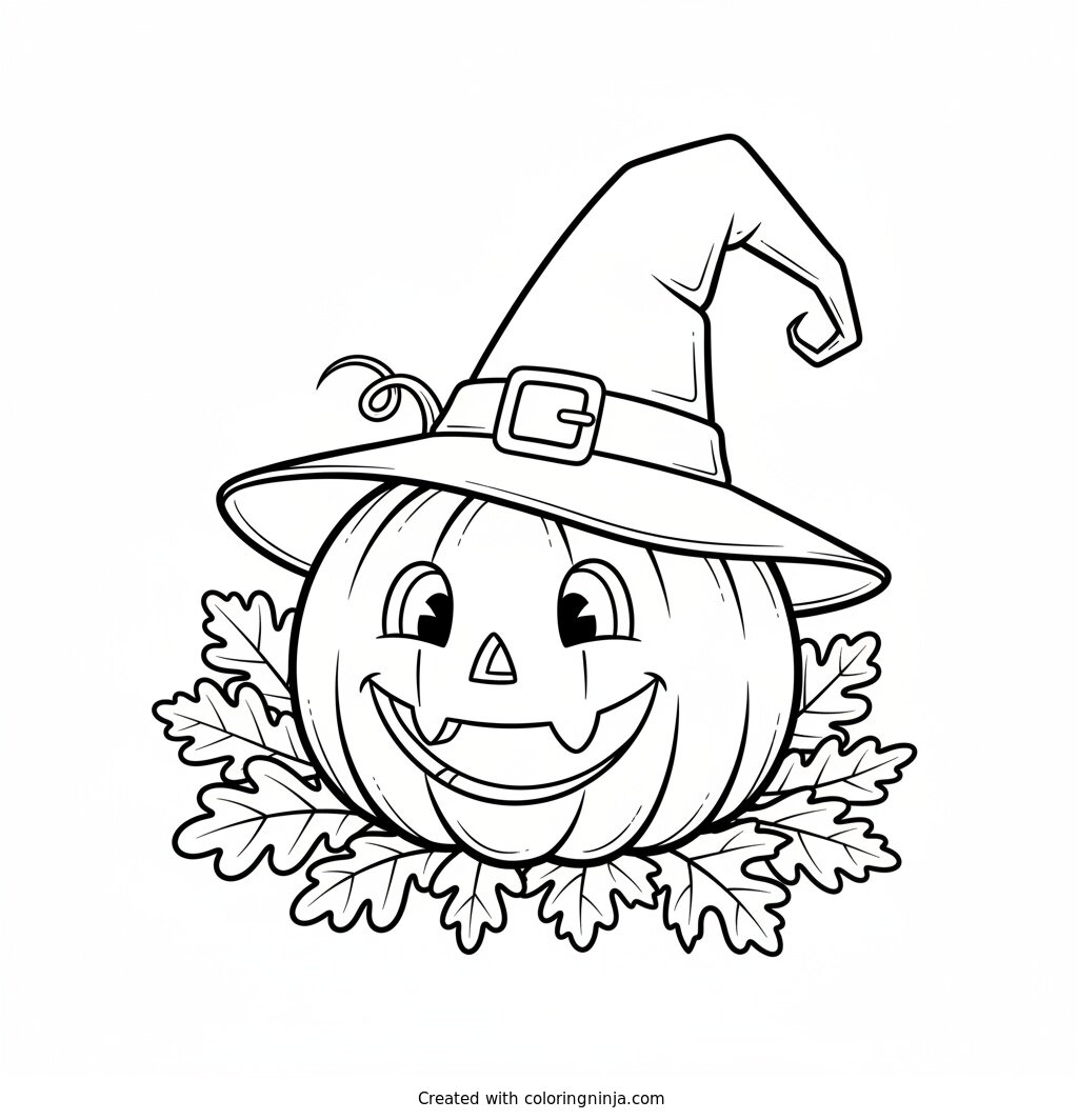 The Smiling Patch Pumpkin Coloring Page
