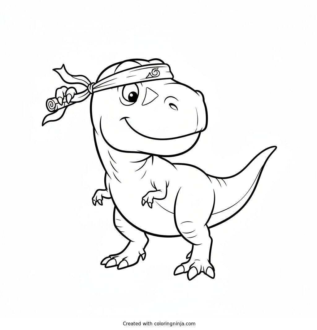 Dino Ninja Headband Help Coloring Page
