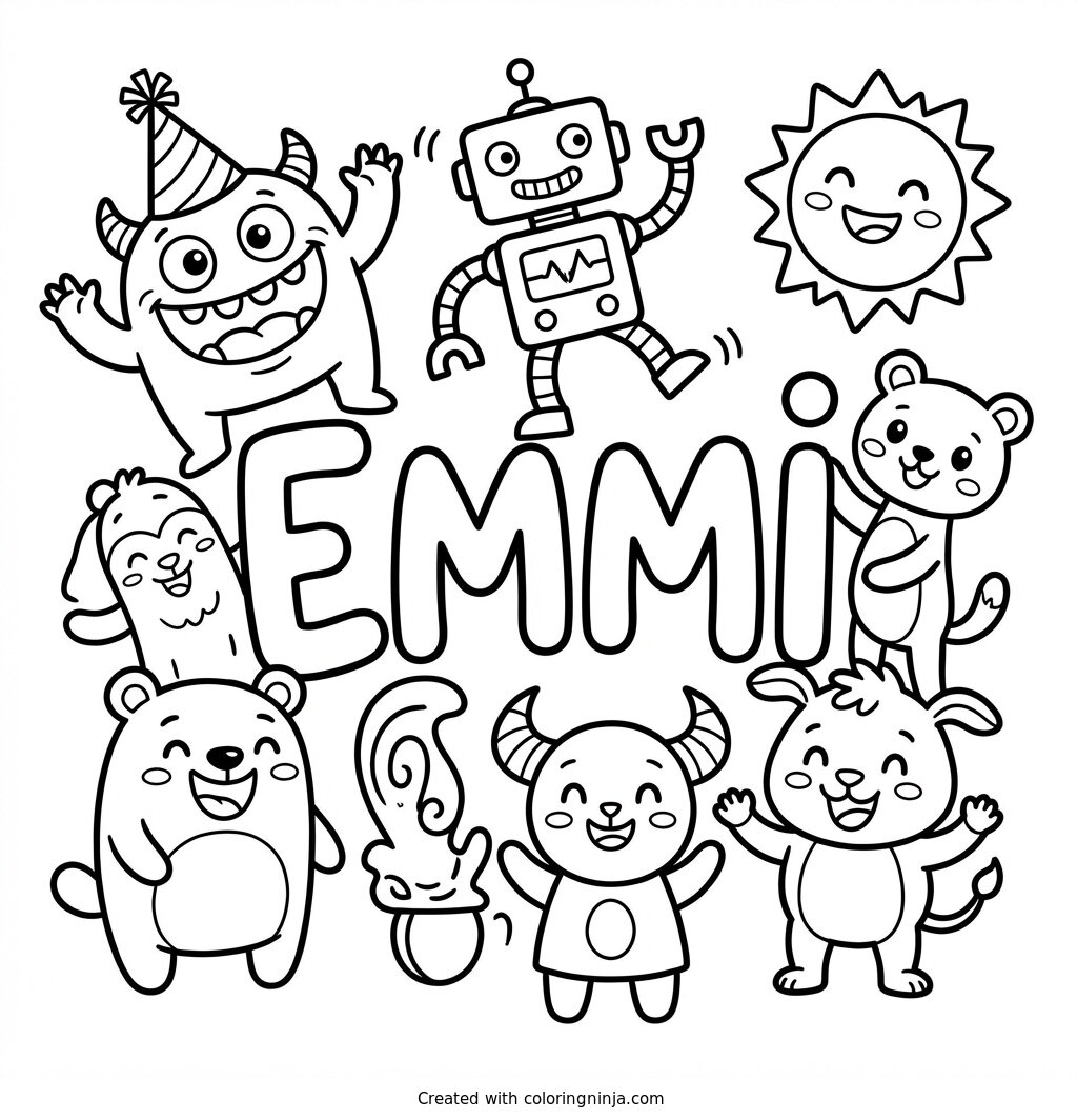 Coloring page of Funny colouring with the name EMMI