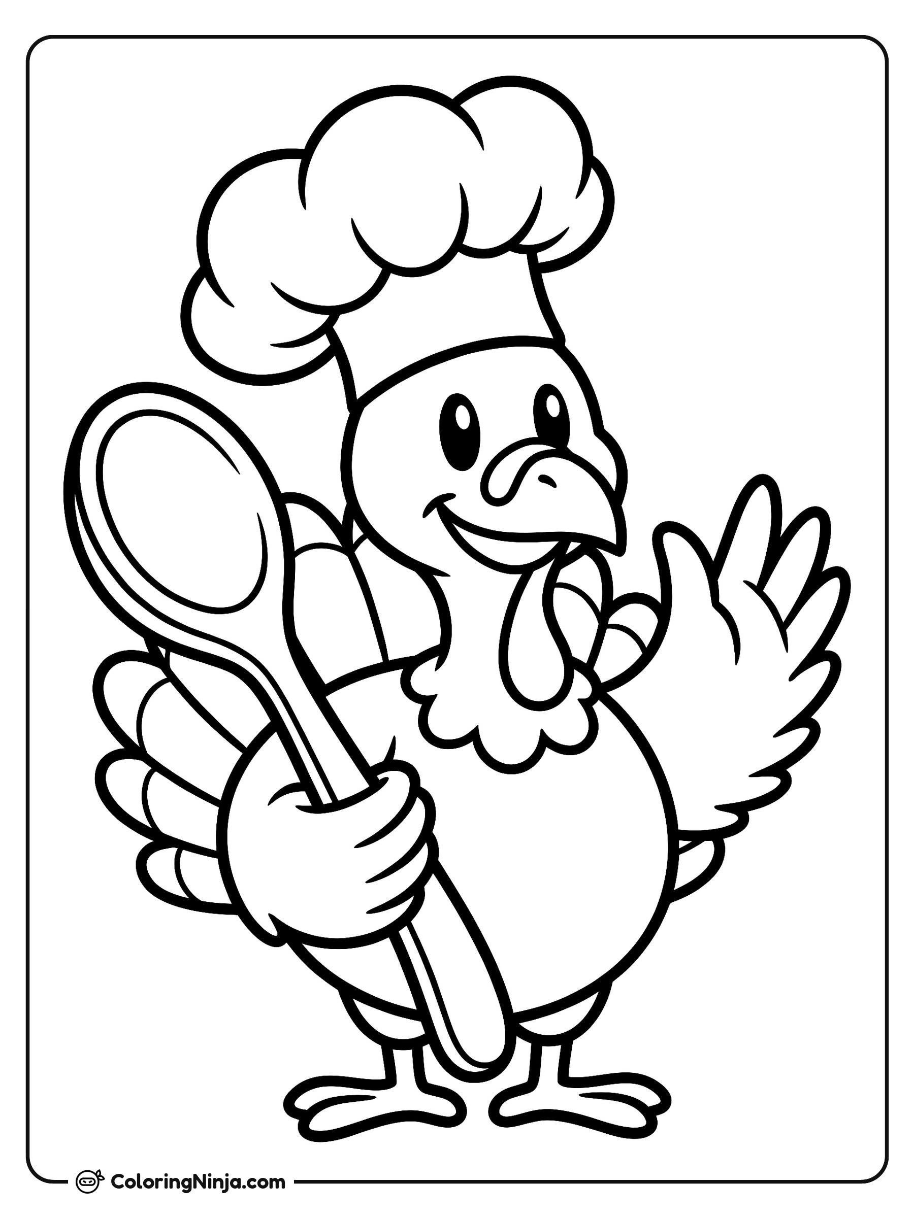 Chef Turkey in the Kitchen Coloring Page