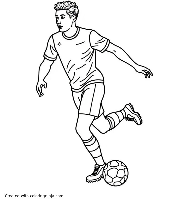 A coloring page of futbolista