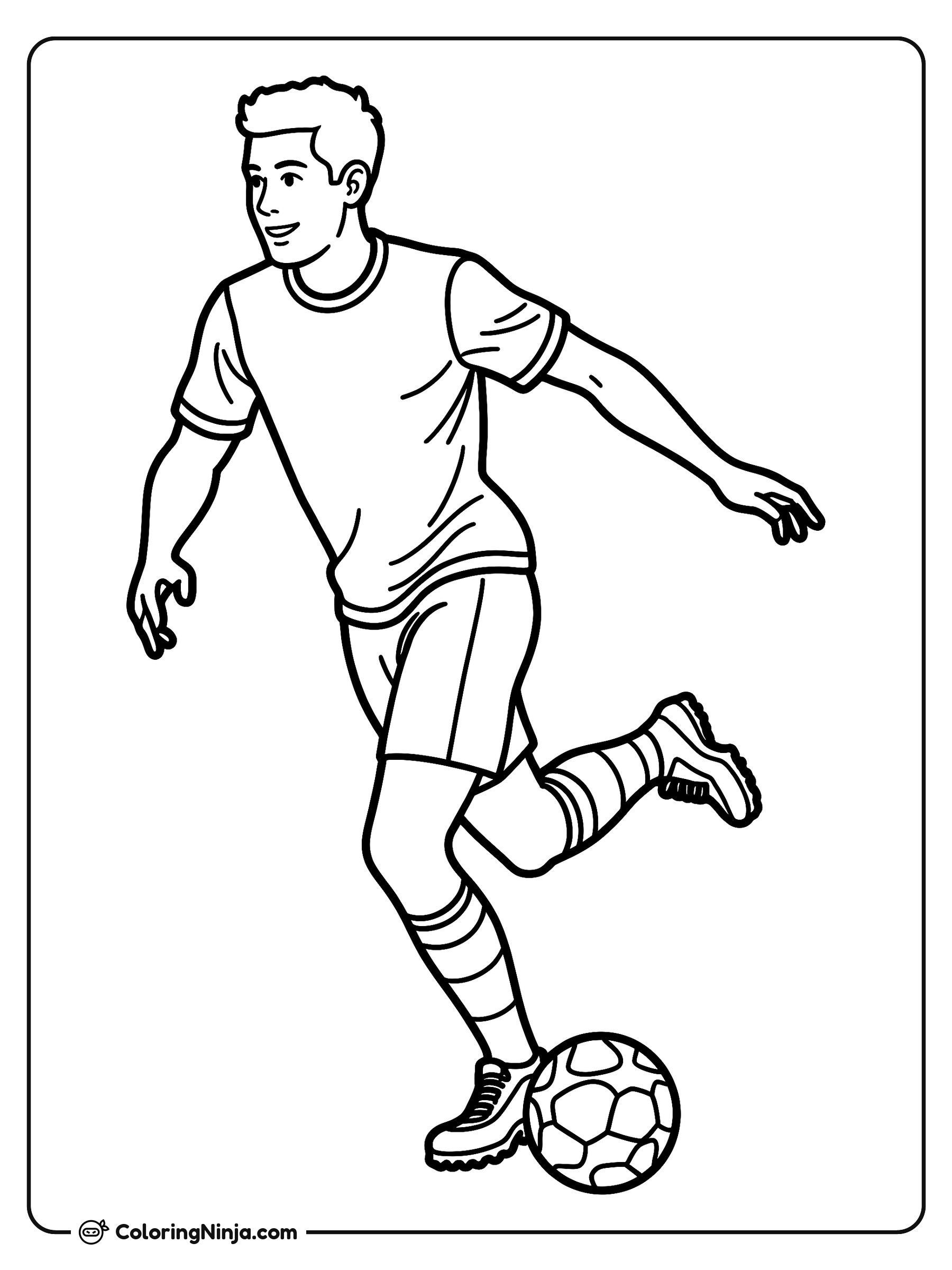 Futbolista Dribleando el Balón: dibujo para colorear