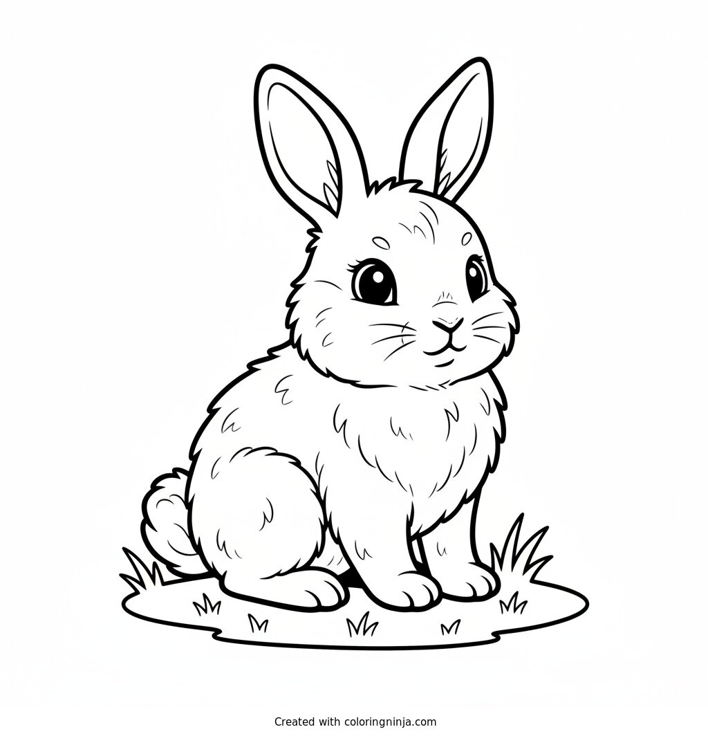 Fuzzy Bunny Coloring Page