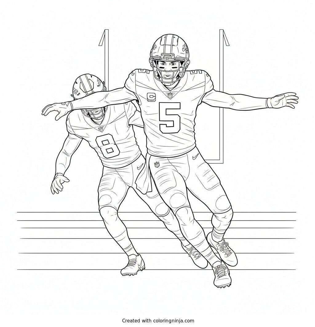 Garrett Wilson Spinning Past Defenders Coloring Page