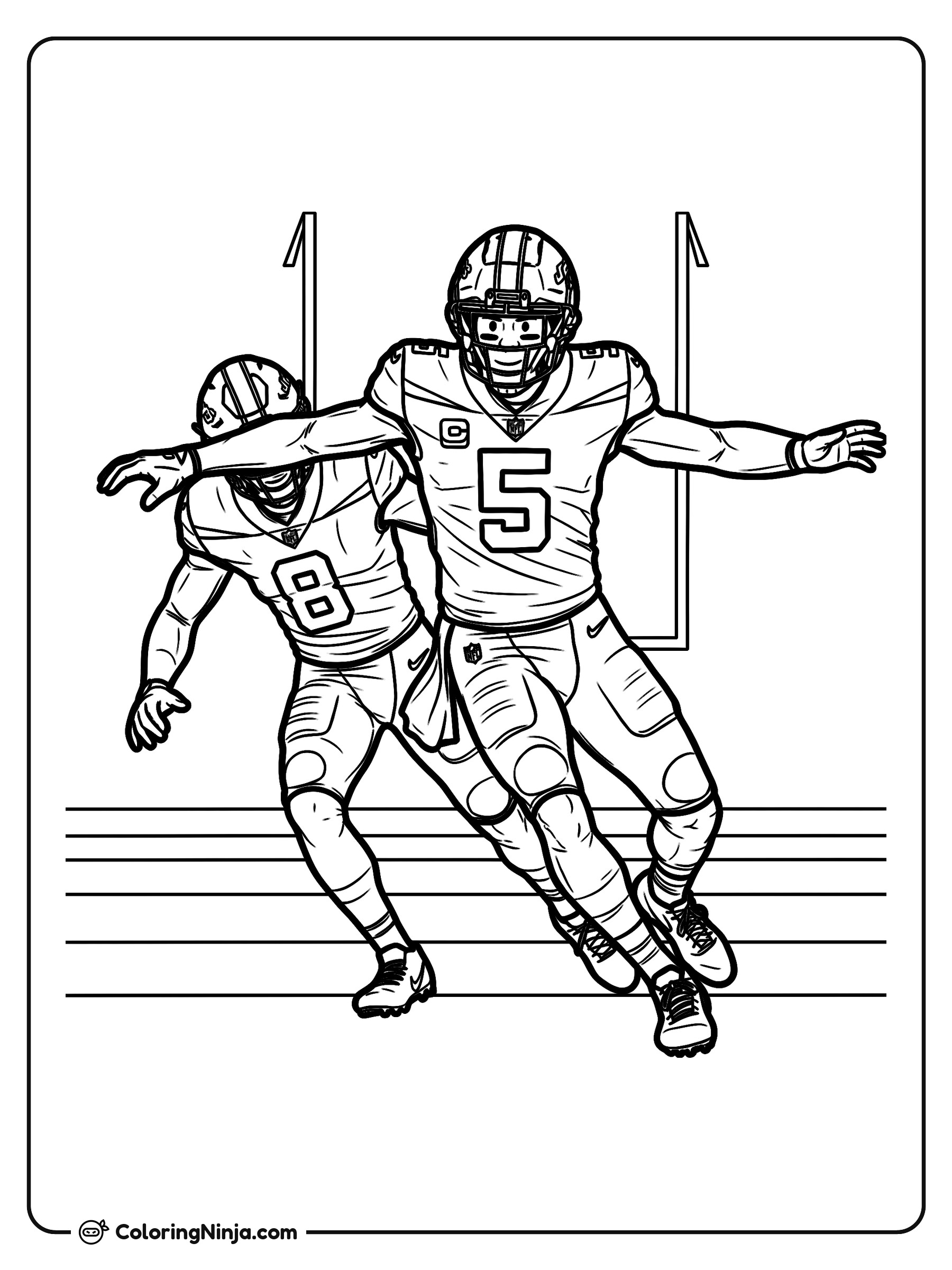 Garrett Wilson eludiendo a los defensores: dibujo para colorear