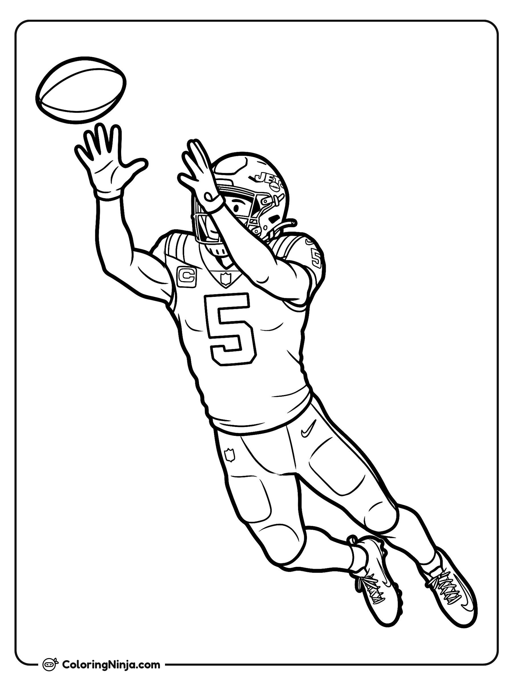 Garrett Wilson atrapando un pase alto: dibujo para colorear