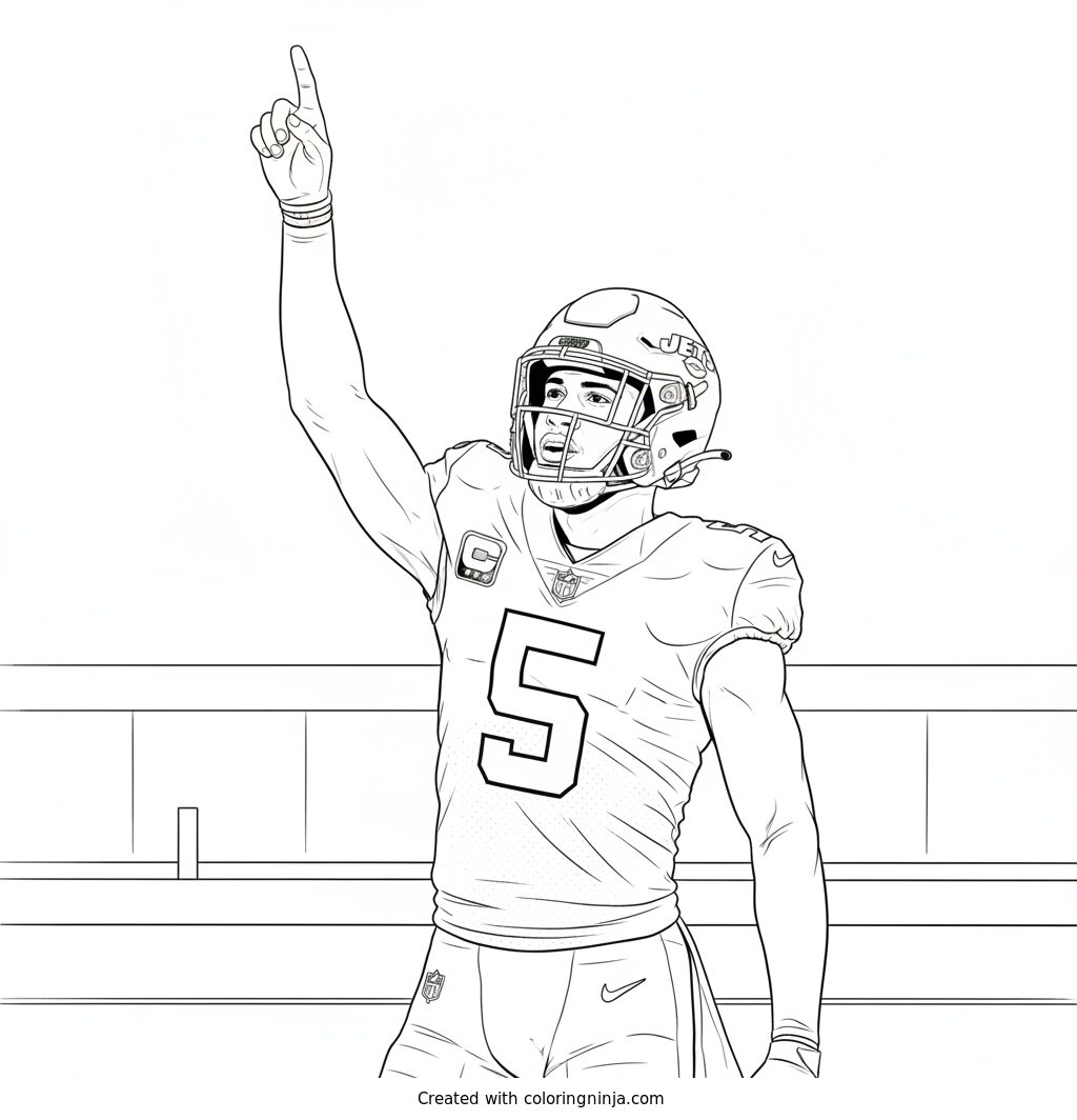 Garrett Wilson End Zone Celebration Coloring Page