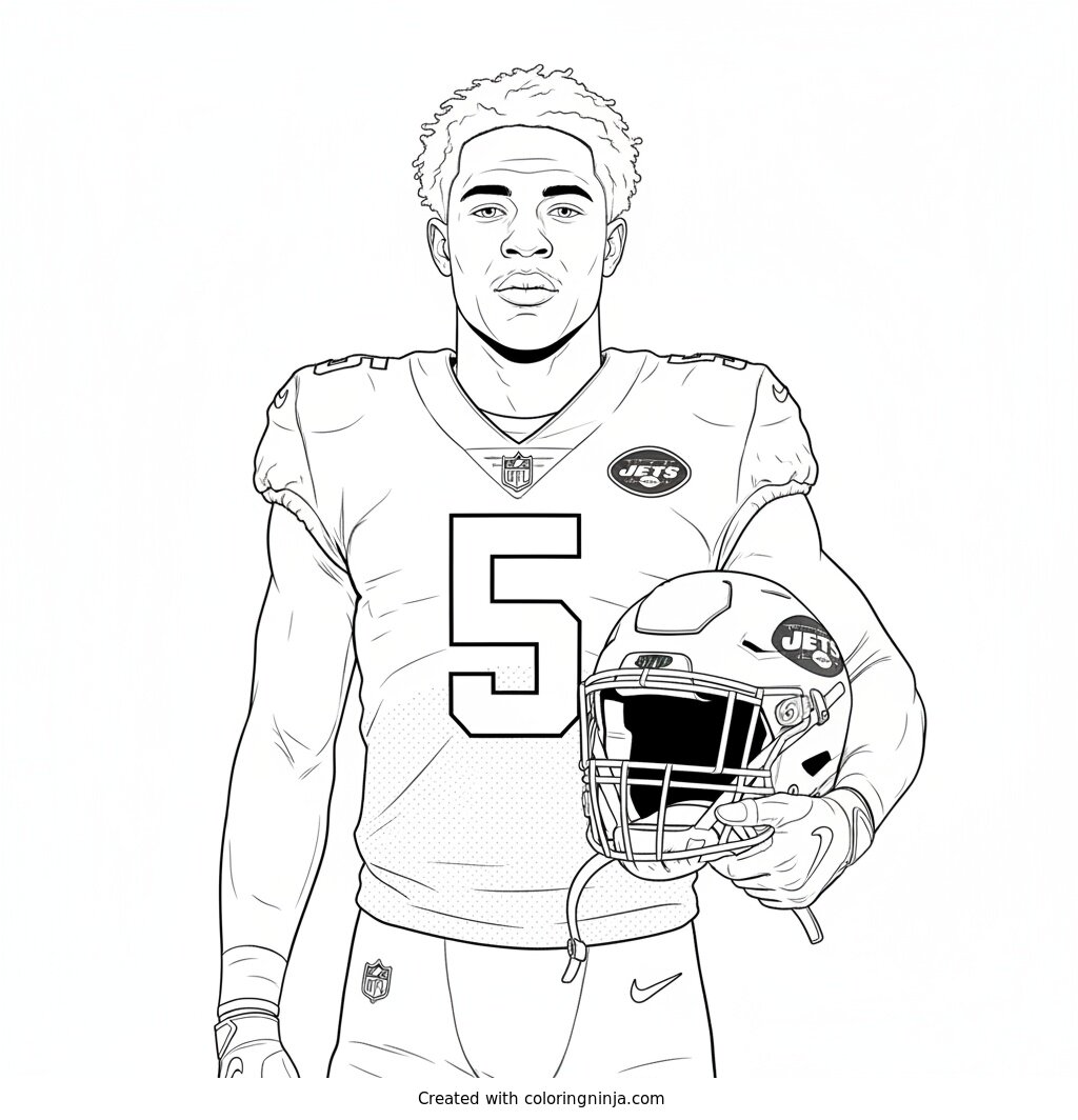 Garrett Wilson Player Portrait Coloring Page