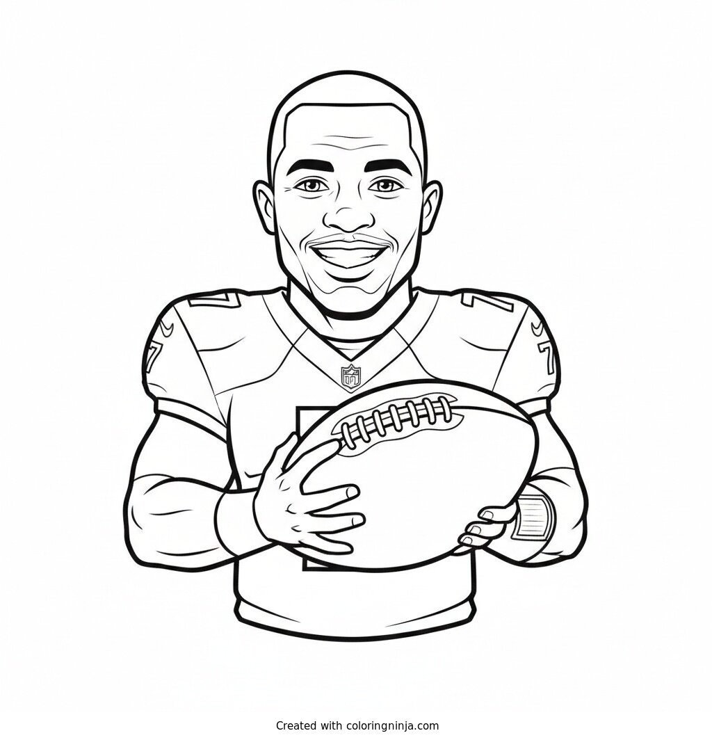 Geno Smith Cartoon Quarterback Coloring Page