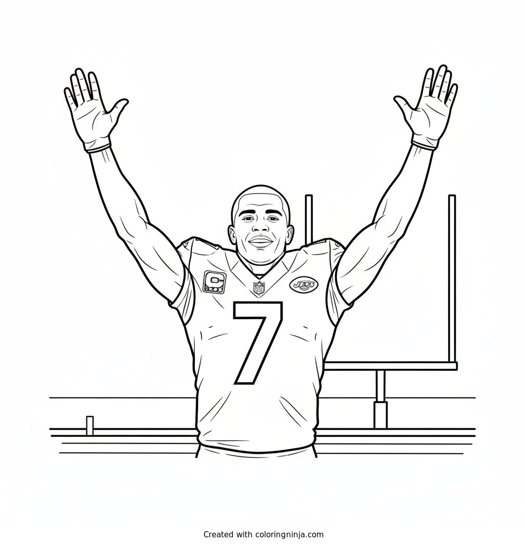 Geno Smith Touchdown Celebration Coloring Page