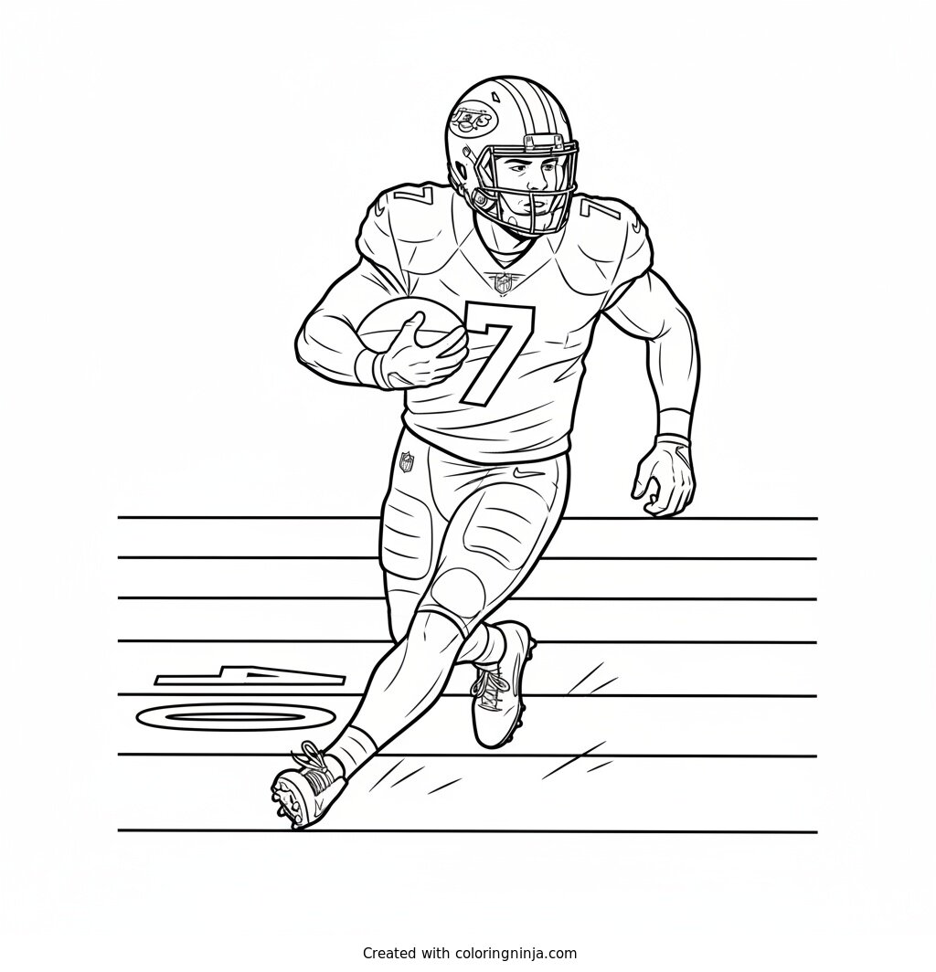 Geno Smith Running the Ball Coloring Page