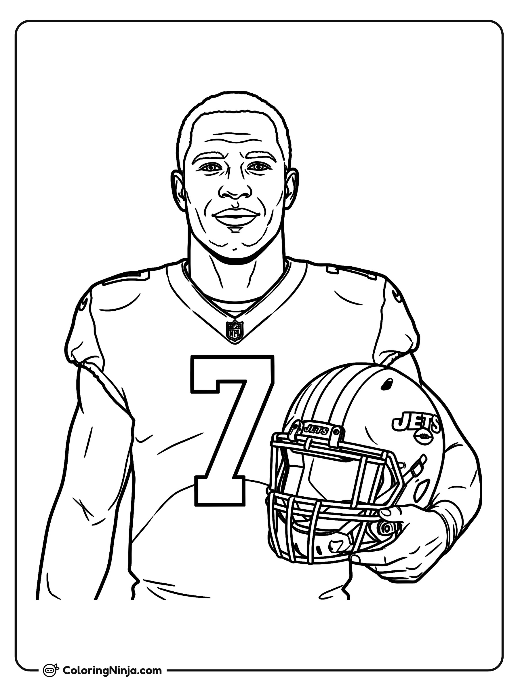 Retrato de Geno Smith con casco: dibujo para colorear