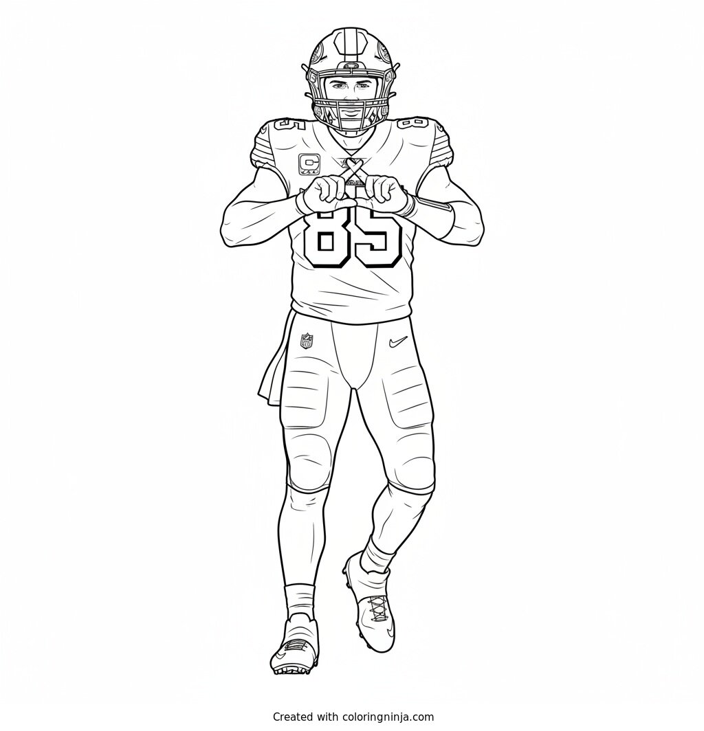 George Kittle Touchdown Celebration Pose Coloring Page