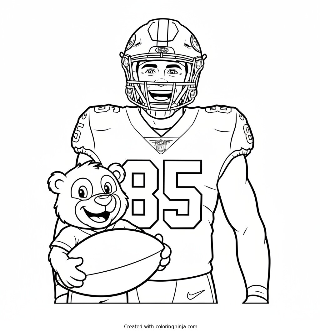 George Kittle Friendly Cartoon Edition Coloring Page