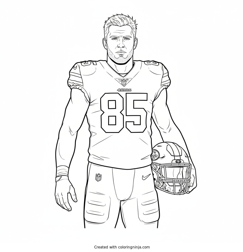 George Kittle Sideline Player Portrait Coloring Page