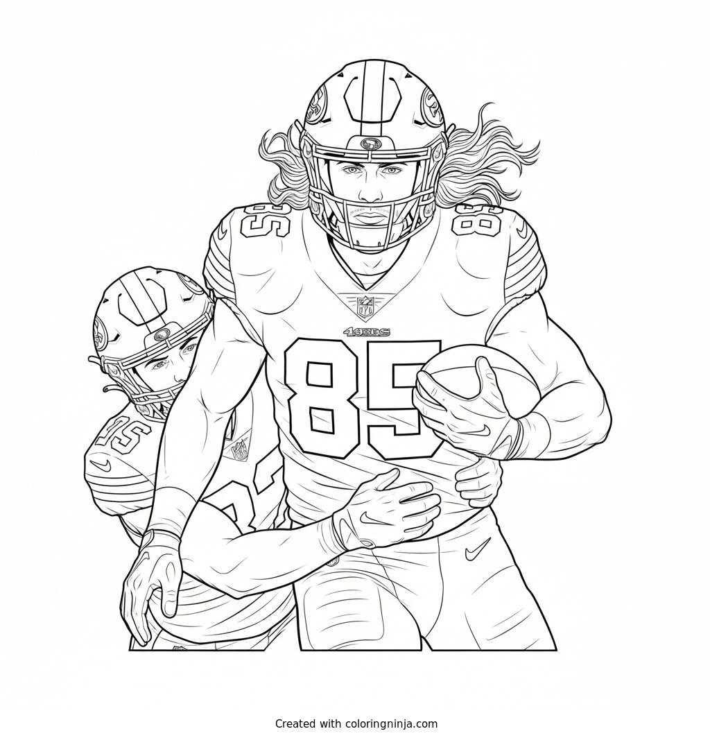 George Kittle Powering Past Defenders Coloring Page
