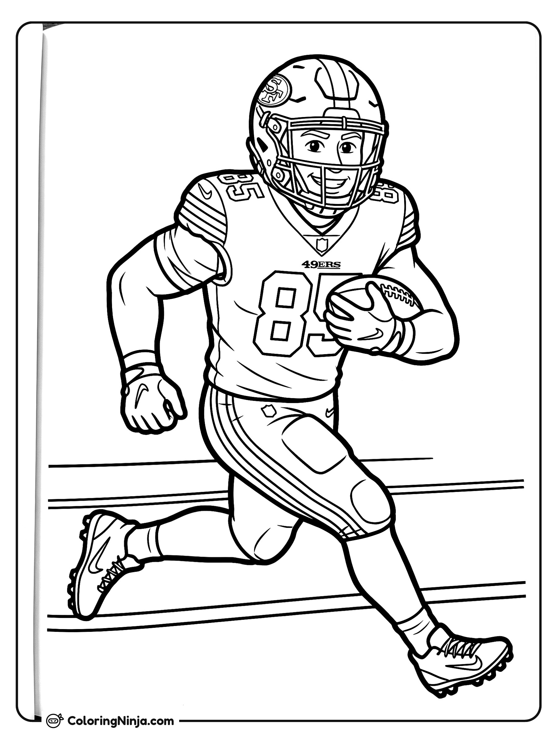 George Kittle Sprinting With Football Coloring Page