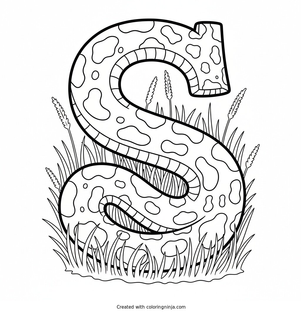 Slithering Letter S Snake Coloring Page