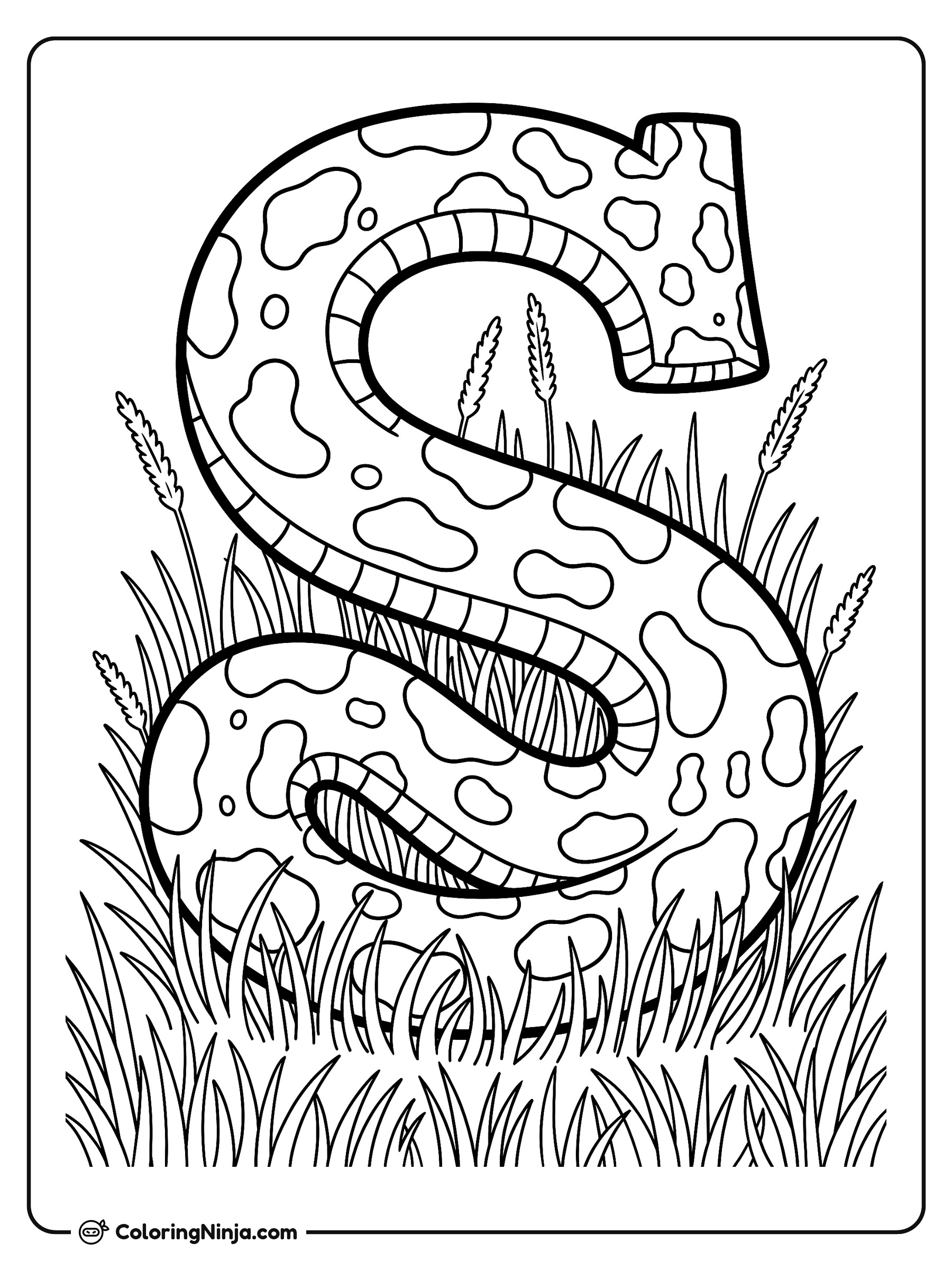 Serpiente con Forma de Letra S: dibujo para colorear