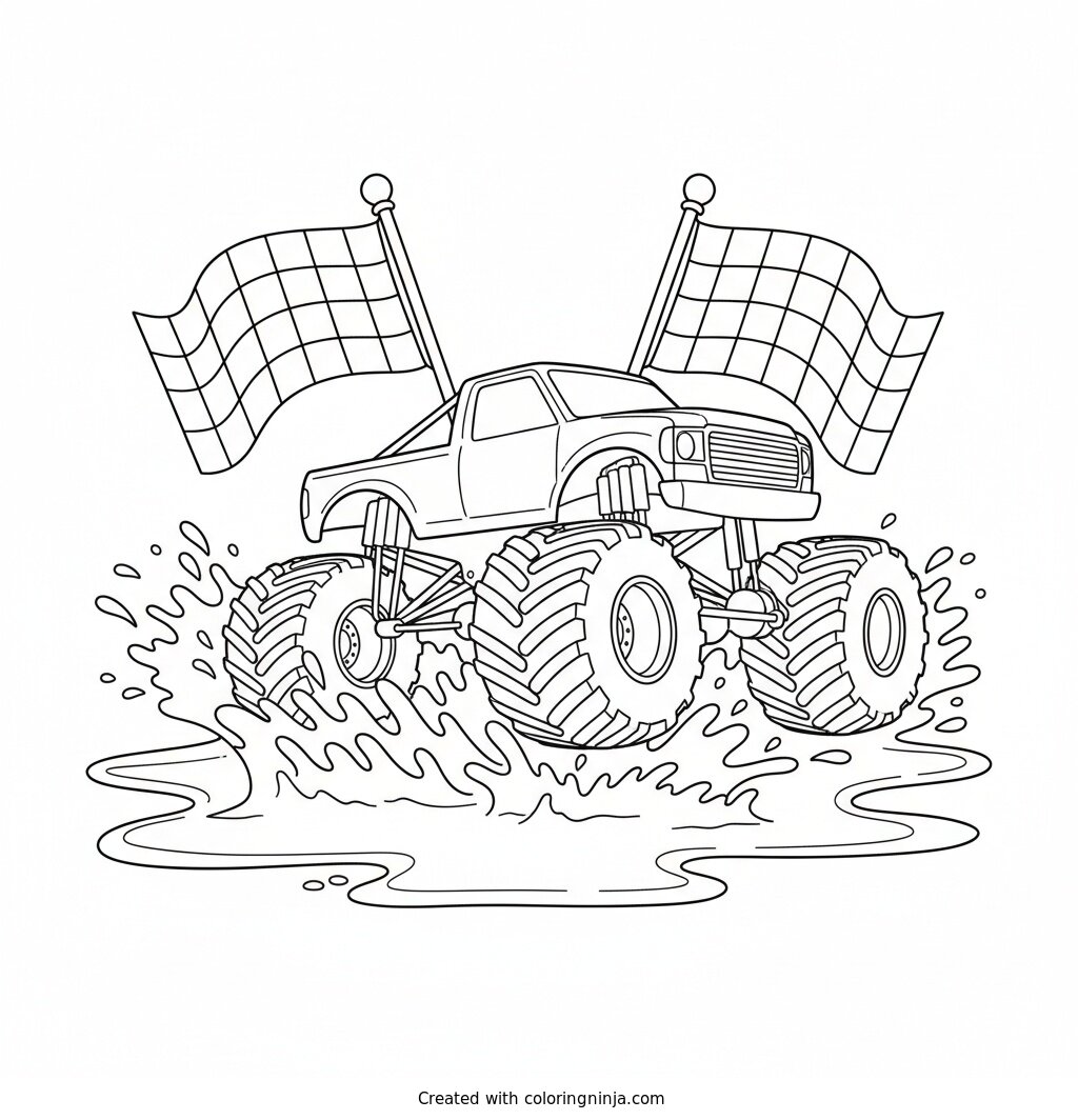 Big Splash Monster Truck Coloring Page