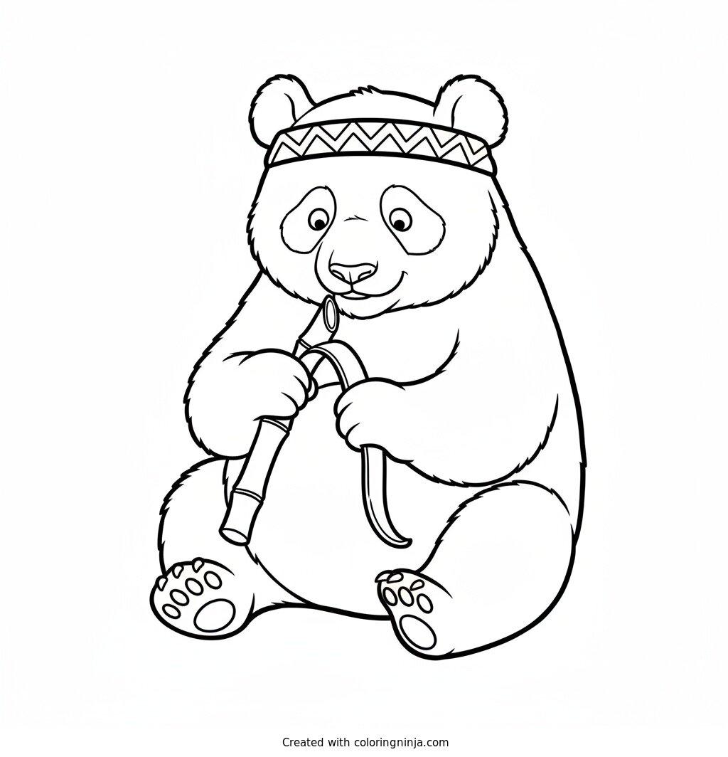 Panda Bamboo Master Coloring Page