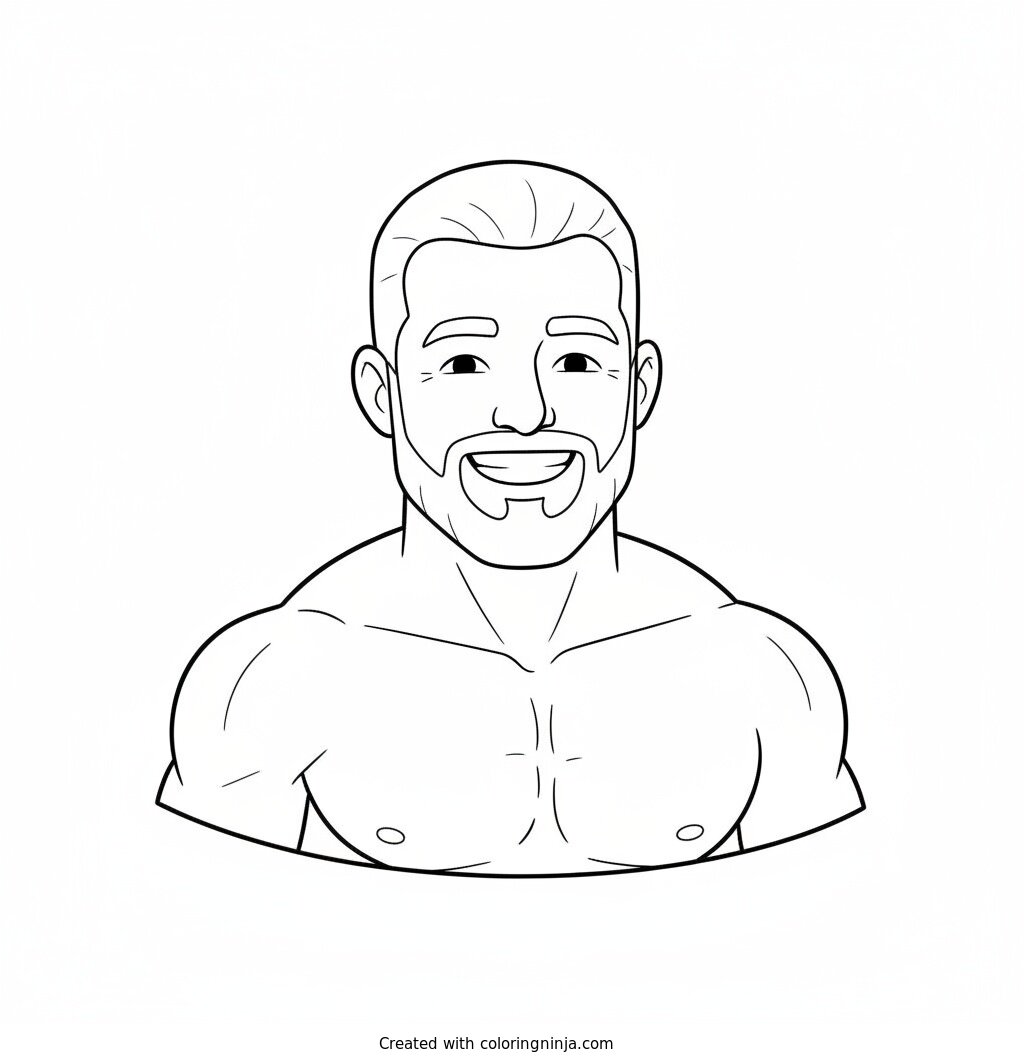 Coloring page of giga chad