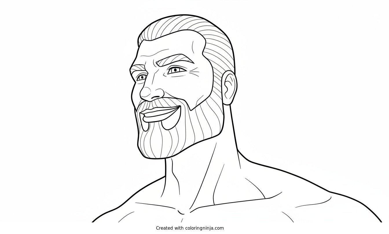 Coloring page of giga chad