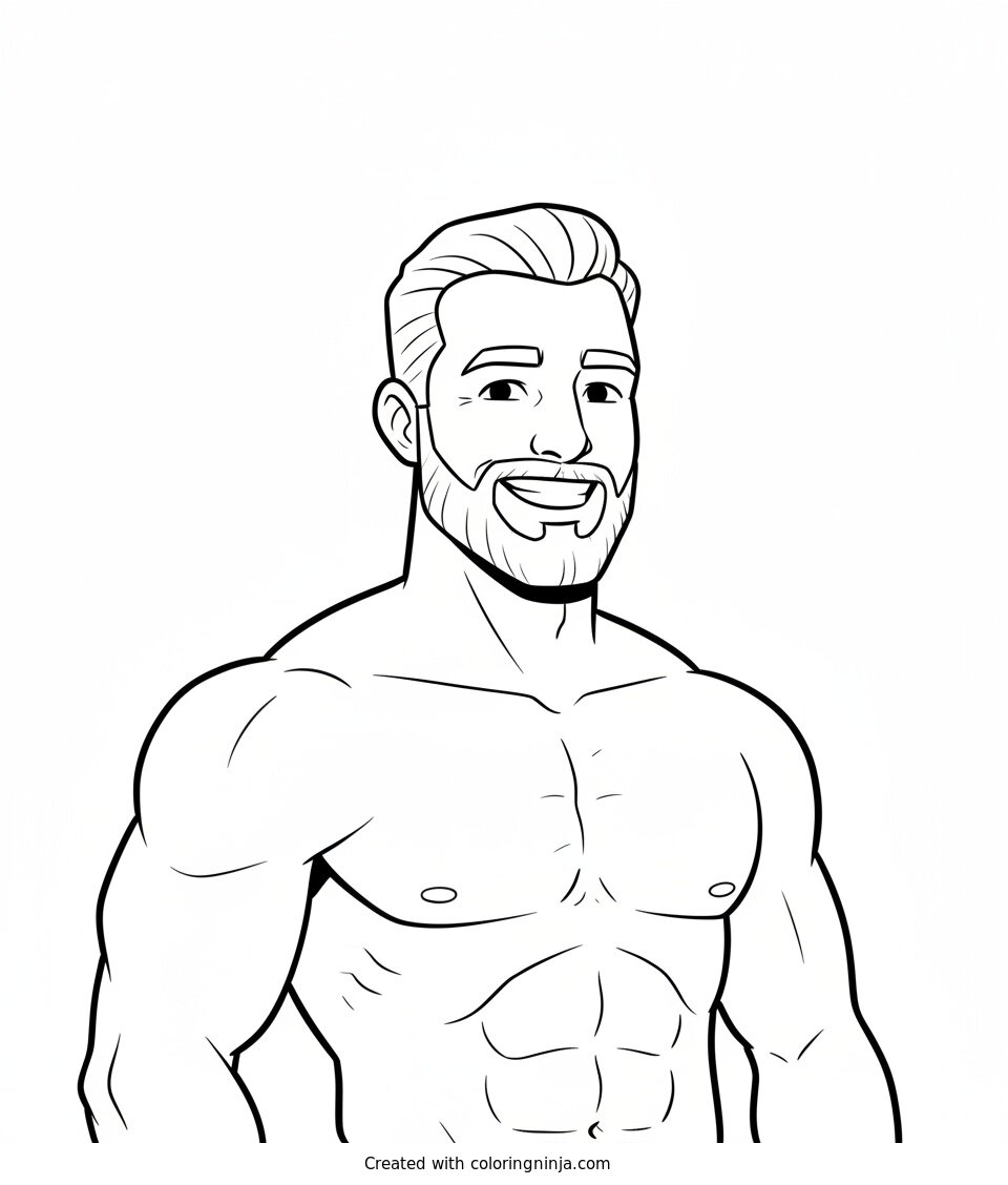 Coloring page of giga chad
