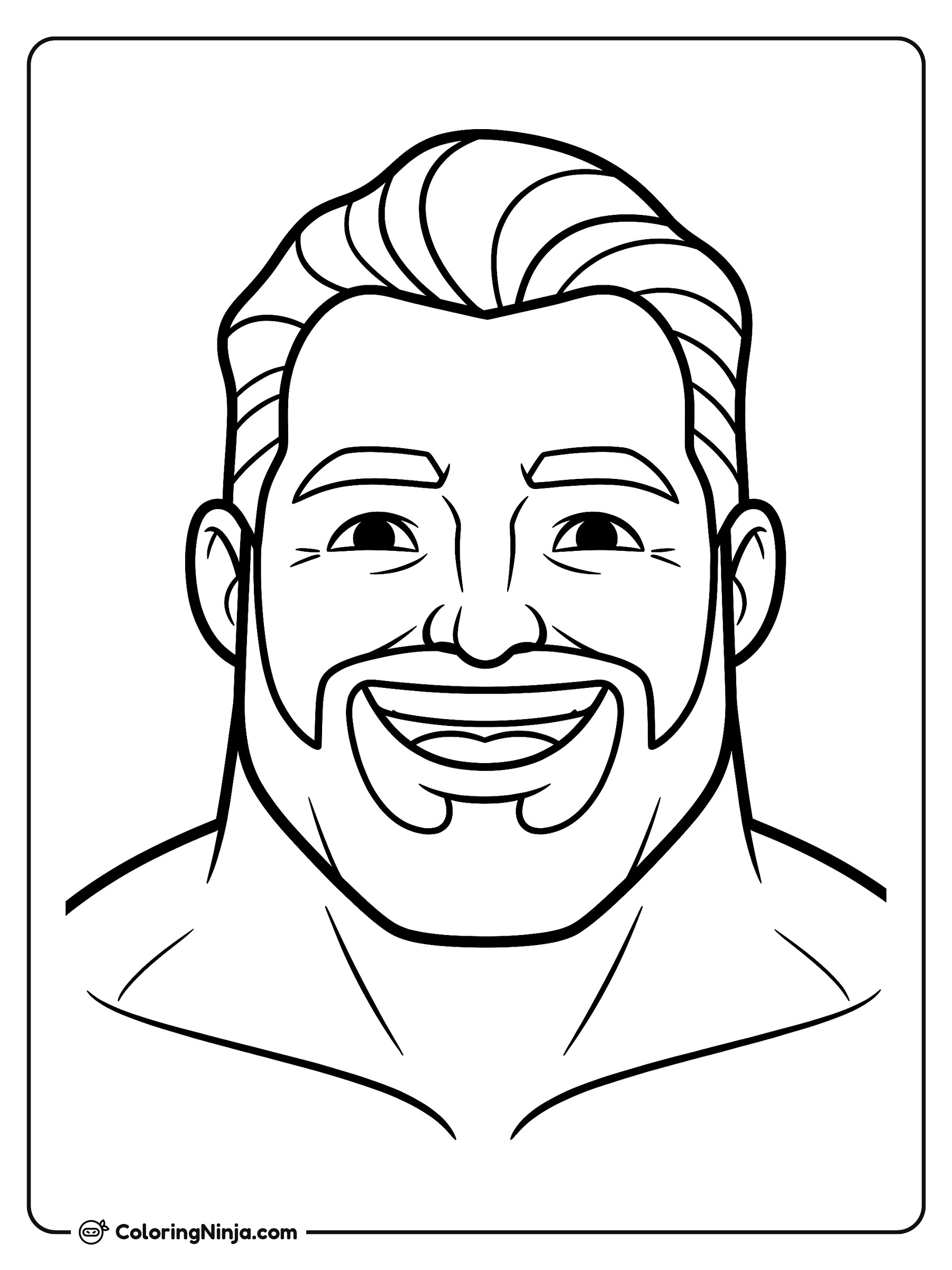 Retrato de Giga Chad sonriendo: dibujo para colorear