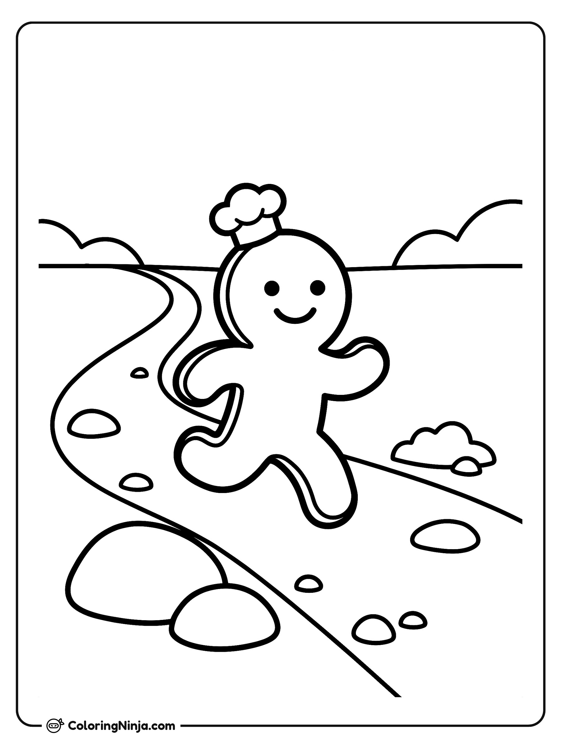 Fast Gingerbread Man on Path Coloring Page
