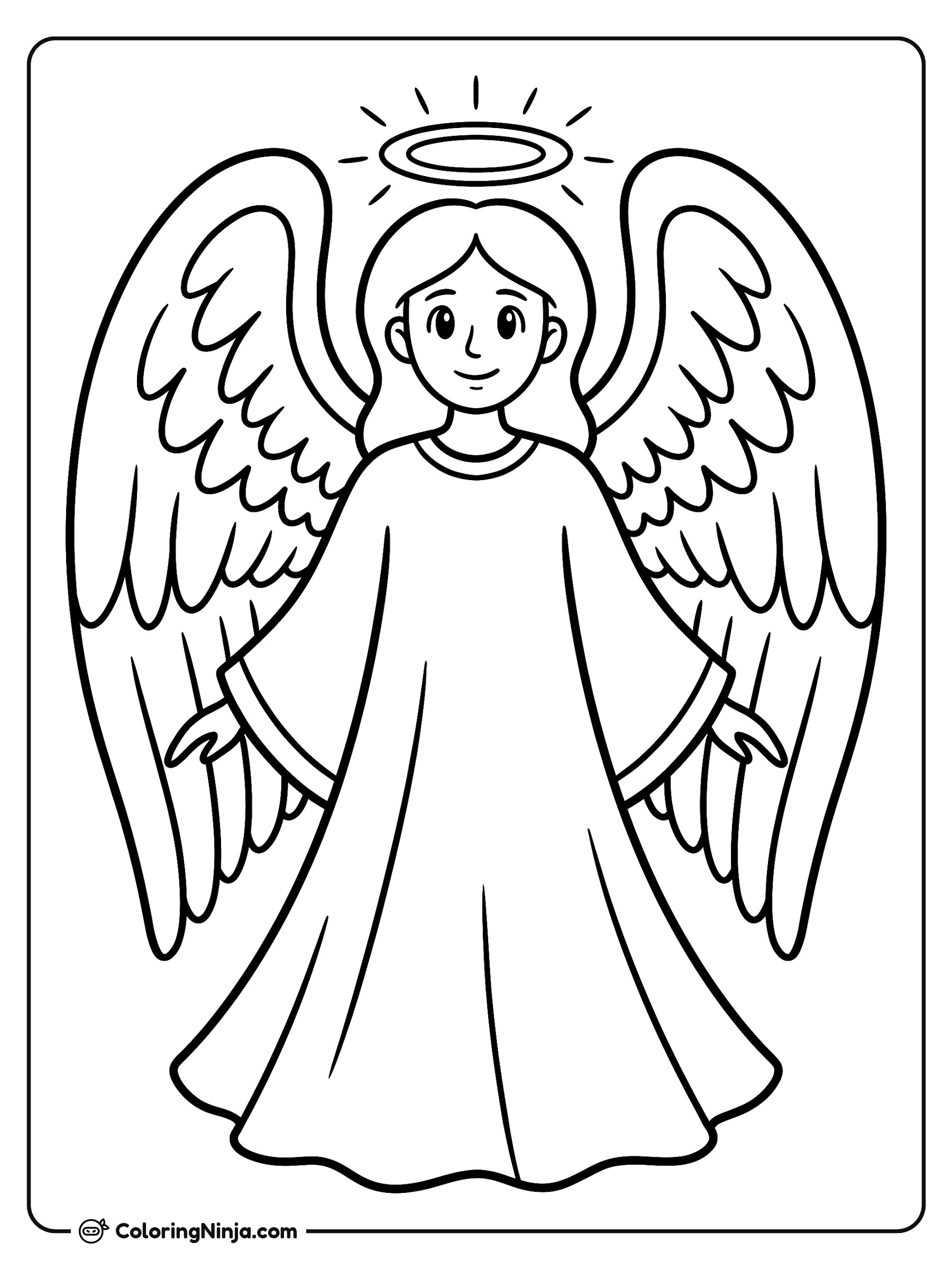 Ángel navideño elegante: dibujo para colorear